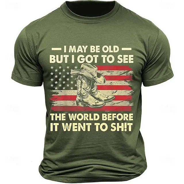 6 PACK-I May Be Old Men's Graphic Cotton T Shirt Sports Classic Shirt Short Sleeve Comfortable Tee Sports Outdoor Holiday Summer Fashion Designer Clothing
